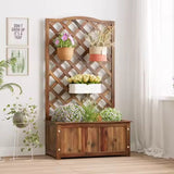 Customized Wooden Garden Planter Box For Plants Flower Pot Wood Lattice Trellis